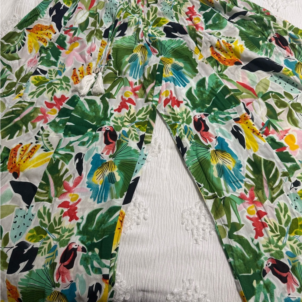Multicolor Tropical Wide Leg Pants